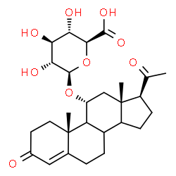ChemSpider 2D Image | (8xi,9xi,11alpha,14xi)-3,20-Dioxopregn-4-en-11-yl beta-D-glucopyranosiduronic acid | C27H38O9