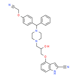 ChemSpider 2D Image | 4-(3-(4-((4-cyanomethoxyphenyl)phenylmethyl)-1-piperazinyl)-2-hydroxypropoxy)-1h-indole-2-carbonitrile | C31H31N5O3