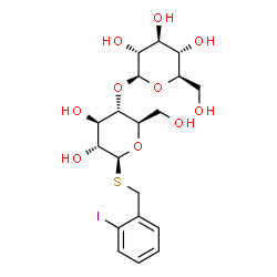 ChemSpider 2D Image | 2-Iodobenzyl 4-O-beta-D-glucopyranosyl-1-thio-beta-D-glucopyranoside | C19H27IO10S