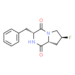ChemSpider 2D Image | (3R,7S,8aR)-3-Benzyl-7-fluorohexahydropyrrolo[1,2-a]pyrazine-1,4-dione | C14H15FN2O2