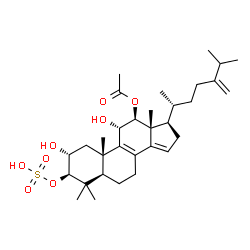 ChemSpider 2D Image | (2alpha,3beta,5alpha,11alpha,12beta)-2,11-Dihydroxy-4,4-dimethyl-3-(sulfooxy)ergosta-8,14,24(28)-trien-12-yl acetate | C32H50O8S