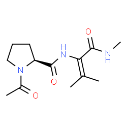ChemSpider 2D Image | 1-Acetyl-N-[3-methyl-1-(methylamino)-1-oxo-2-buten-2-yl]-L-prolinamide | C13H21N3O3