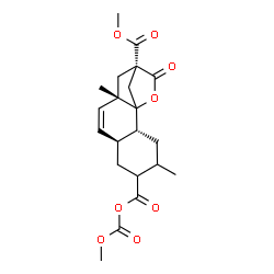 ChemSpider 2D Image | Methyl (2R,7S,10S,12R)-5-{[(methoxycarbonyl)oxy]carbonyl}-4,10-dimethyl-13-oxo-14-oxatetracyclo[10.2.1.0~1,10~.0~2,7~]pentadec-8-ene-12-carboxylate | C21H26O8