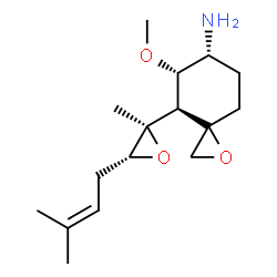 ChemSpider 2D Image | (4S,5S,6R)-5-Methoxy-4-[(2R,3R)-2-methyl-3-(3-methyl-2-buten-1-yl)-2-oxiranyl]-1-oxaspiro[2.5]octan-6-amine | C16H27NO3