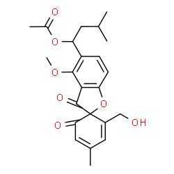 ChemSpider 2D Image | 1-[2'-(Hydroxymethyl)-4-methoxy-4'-methyl-3,6'-dioxo-3H-spiro[1-benzofuran-2,1'-cyclohexa[2,4]dien]-5-yl]-3-methylbutyl acetate | C23H26O7