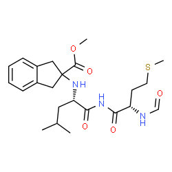 ChemSpider 2D Image | Methyl 2-{[(2S)-1-{[(2S)-2-formamido-4-(methylsulfanyl)butanoyl]amino}-4-methyl-1-oxo-2-pentanyl]amino}-2-indanecarboxylate | C23H33N3O5S