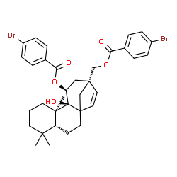 ChemSpider 2D Image | (11beta,13alpha)-9-Hydroxybeyer-15-ene-11,17-diyl bis(4-bromobenzoate) | C34H38Br2O5