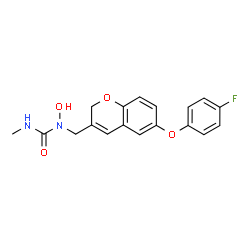 ChemSpider 2D Image | 1-{[6-(4-Fluorophenoxy)-2H-chromen-3-yl]methyl}-1-hydroxy-3-methylurea | C18H17FN2O4