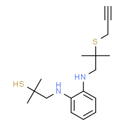 ChemSpider 2D Image | 2-Methyl-1-[(2-{[2-methyl-2-(2-propyn-1-ylsulfanyl)propyl]amino}phenyl)amino]-2-propanethiol | C17H26N2S2