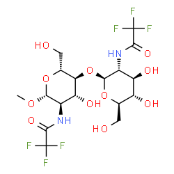 ChemSpider 2D Image | Methyl 2-deoxy-4-O-{2-deoxy-2-[(trifluoroacetyl)amino]-beta-D-glucopyranosyl}-2-[(trifluoroacetyl)amino]-beta-D-glucopyranoside | C17H24F6N2O11
