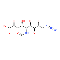 ChemSpider 2D Image | (4S,5R,6R,7R,8R)-5-Acetamido-9-azido-4,6,7,8-tetrahydroxy-2-oxononanoic acid | C11H18N4O8