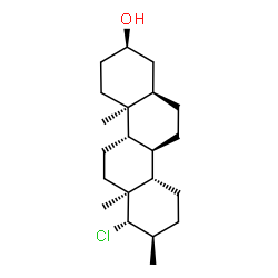 ChemSpider 2D Image | (2R,4aS,4bS,6aS,7S,8R,10aS,10bR,12aR)-7-Chloro-4a,6a,8-trimethyloctadecahydro-2-chrysenol | C21H35ClO