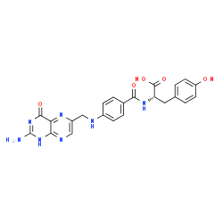 ChemSpider 2D Image | N-(4-{[(2-Amino-4-oxo-1,4-dihydro-6-pteridinyl)methyl]amino}benzoyl)-L-tyrosine | C23H21N7O5