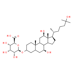 ChemSpider 2D Image | (7beta,8xi,9xi,12beta,14xi)-7,12,25-Trihydroxycholestan-3-yl beta-D-allopyranosiduronic acid | C33H56O10