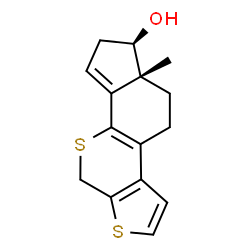 ChemSpider 2D Image | (5aR,6R)-5a-Methyl-4,5,5a,6,7,10-hexahydrocyclopenta[h]thieno[2,3-c]thiochromen-6-ol | C15H16OS2