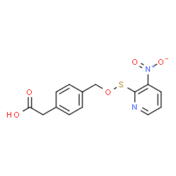 ChemSpider 2D Image | [4-({[(3-Nitro-2-pyridinyl)sulfanyl]oxy}methyl)phenyl]acetic acid | C14H12N2O5S