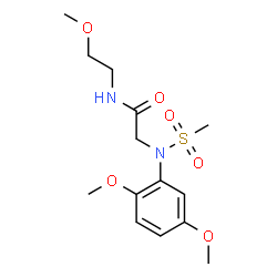 ChemSpider 2D Image | N~2~-(2,5-Dimethoxyphenyl)-N-(2-methoxyethyl)-N~2~-(methylsulfonyl)glycinamide | C14H22N2O6S