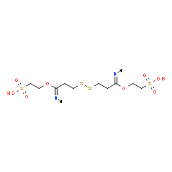 ChemSpider 2D Image | 2-{[(1E)-3-{[(3Z)-3-Imino-3-(2-sulfoethoxy)propyl]disulfanyl}propanimidoyl]oxy}ethanesulfonic acid | C10H20N2O8S4