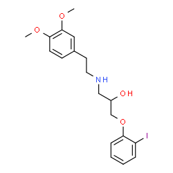 ChemSpider 2D Image | 1-{[2-(3,4-Dimethoxyphenyl)ethyl]amino}-3-(2-iodophenoxy)-2-propanol | C19H24INO4