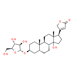 ChemSpider 2D Image | (3beta,5beta,14xi)-3-(alpha-L-Arabinofuranosyloxy)-14-hydroxycard-20(22)-enolide | C28H42O8