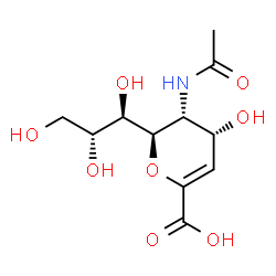 ChemSpider 2D Image | (6R)-5-Acetamido-2,6-anhydro-3,5-dideoxy-6-[(1R,2R)-1,2,3-trihydroxypropyl]-L-erythro-hex-2-enonic acid | C11H17NO8