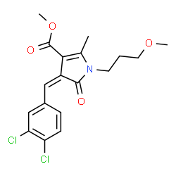 ChemSpider 2D Image | Methyl (4Z)-4-(3,4-dichlorobenzylidene)-1-(3-methoxypropyl)-2-methyl-5-oxo-4,5-dihydro-1H-pyrrole-3-carboxylate | C18H19Cl2NO4