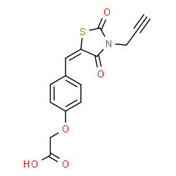 ChemSpider 2D Image | (4-{(E)-[2,4-Dioxo-3-(2-propyn-1-yl)-1,3-thiazolidin-5-ylidene]methyl}phenoxy)acetic acid | C15H11NO5S