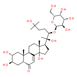 ChemSpider 2D Image | (2alpha,3beta,5beta,14xi,22R)-2,3,14,20,25-Pentahydroxy-6-oxocholest-7-en-22-yl alpha-D-galactopyranoside | C33H54O12
