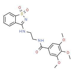 ChemSpider 2D Image | N-{2-[(1,1-Dioxido-1,2-benzothiazol-3-yl)amino]ethyl}-3,4,5-trimethoxybenzamide | C19H21N3O6S