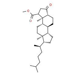 ChemSpider 2D Image | Methyl (3aR,3bS,5aR,6R,8aS,8bS,10aR)-3a,5a-dimethyl-6-[(2R)-6-methyl-2-heptanyl]-1-oxohexadecahydrodicyclopenta[a,f]naphthalene-3-carboxylate | C28H46O3