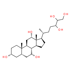 ChemSpider 2D Image | (3R,5S,7R,8R,9S,10S,12S,13R,14S,17R)-10,13-Dimethyl-17-[(2R)-5,6,7-trihydroxy-2-heptanyl]hexadecahydro-1H-cyclopenta[a]phenanthrene-3,7,12-triol | C26H46O6