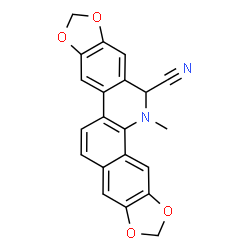 ChemSpider 2D Image | 5-Methyl-5,6-dihydro[1,3]benzodioxolo[5,6-c][1,3]dioxolo[4,5-j]phenanthridine-6-carbonitrile | C21H14N2O4
