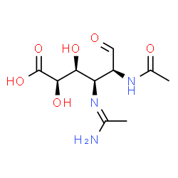ChemSpider 2D Image | 2-Acetamido-3-[(E)-(1-aminoethylidene)amino]-2,3-dideoxy-L-guluronic acid | C10H17N3O6