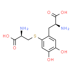 ChemSpider 2D Image | 2-{[(2R)-2-Amino-2-carboxyethyl]sulfanyl}-5-hydroxy-L-tyrosine | C12H16N2O6S