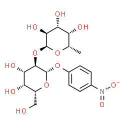 ChemSpider 2D Image | 4-Nitrophenyl 2-O-(6-deoxy-alpha-L-galactopyranosyl)-beta-D-galactopyranoside | C18H25NO12