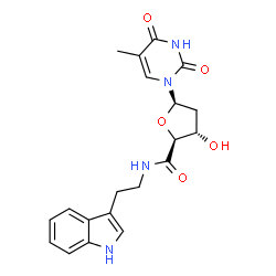 ChemSpider 2D Image | (2S,3S,5R)-3-Hydroxy-N-[2-(1H-indol-3-yl)ethyl]-5-(5-methyl-2,4-dioxo-3,4-dihydro-1(2H)-pyrimidinyl)tetrahydro-2-furancarboxamide | C20H22N4O5