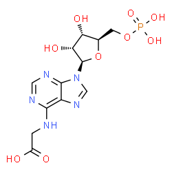 ChemSpider 2D Image | [(9-{(2R,3R,4S,5R)-3,4-Dihydroxy-5-[(phosphonooxy)methyl]tetrahydro-2-furanyl}-9H-purin-6-yl)amino]acetic acid | C12H16N5O9P