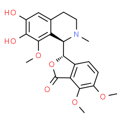 ChemSpider 2D Image | (3S)-3-[(1R)-6,7-Dihydroxy-8-methoxy-2-methyl-1,2,3,4-tetrahydro-1-isoquinolinyl]-6,7-dimethoxy-2-benzofuran-1(3H)-one | C21H23NO7