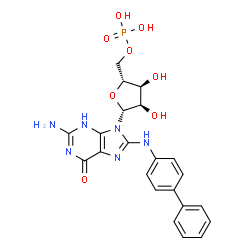 ChemSpider 2D Image | 8-(4-Biphenylylamino)guanosine 5'-(dihydrogen phosphate) | C22H23N6O8P