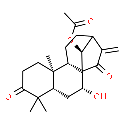ChemSpider 2D Image | (5beta,7alpha,9beta,10alpha,14S)-7-Hydroxy-3,15-dioxokaur-16-en-14-yl acetate | C22H30O5