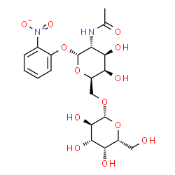 ChemSpider 2D Image | 2-Nitrophenyl 2-acetamido-2-deoxy-6-O-beta-D-galactopyranosyl-alpha-D-galactopyranoside | C20H28N2O13