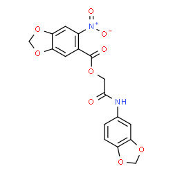 ChemSpider 2D Image | 2-(1,3-Benzodioxol-5-ylamino)-2-oxoethyl 6-nitro-1,3-benzodioxole-5-carboxylate | C17H12N2O9