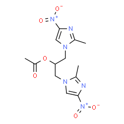 ChemSpider 2D Image | 1,3-Bis(2-methyl-4-nitro-1H-imidazol-1-yl)-2-propanyl acetate | C13H16N6O6