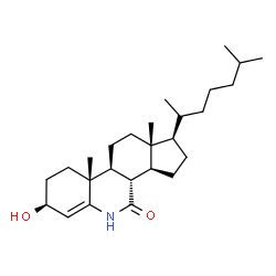 ChemSpider 2D Image | (1R,3aS,3bS,7S,9aR,9bS,11aR)-7-Hydroxy-9a,11a-dimethyl-1-[(2S)-6-methyl-2-heptanyl]-1,2,3,3a,3b,5,7,8,9,9a,9b,10,11,11a-tetradecahydro-4H-cyclopenta[i]phenanthridin-4-one | C26H43NO2