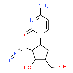 ChemSpider 2D Image | 4-Amino-1-[2-azido-3-hydroxy-4-(hydroxymethyl)cyclopentyl]-2(1H)-pyrimidinone | C10H14N6O3