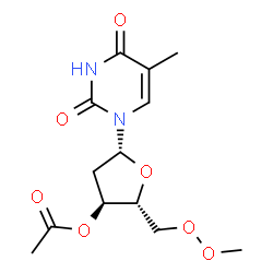 ChemSpider 2D Image | (2R,3S,5R)-5-(5-Methyl-2,4-dioxo-3,4-dihydro-1(2H)-pyrimidinyl)-2-[(methylperoxy)methyl]tetrahydro-3-furanyl acetate | C13H18N2O7
