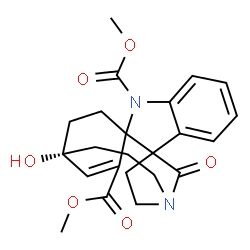 ChemSpider 2D Image | Dimethyl (16S)-16-hydroxy-21-oxo-2,12-diazapentacyclo[14.2.2.1~9,12~.0~1,9~.0~3,8~]henicosa-3,5,7,17-tetraene-2,18-dicarboxylate | C23H26N2O6