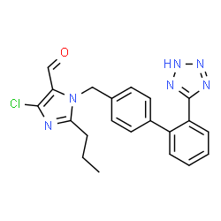 ChemSpider 2D Image | 4-Chloro-2-propyl-1-{[2'-(2H-tetrazol-5-yl)-4-biphenylyl]methyl}-1H-imidazole-5-carbaldehyde | C21H19ClN6O