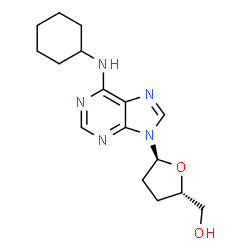 ChemSpider 2D Image | {(2S,5S)-5-[6-(Cyclohexylamino)-9H-purin-9-yl]tetrahydro-2-furanyl}methanol | C16H23N5O2