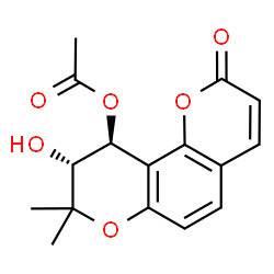ChemSpider 2D Image | (9R,10S)-9-Hydroxy-8,8-dimethyl-2-oxo-9,10-dihydro-2H,8H-pyrano[2,3-f]chromen-10-yl acetate | C16H16O6